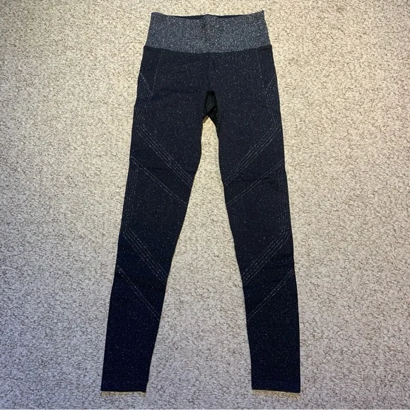 Athleta Lurex Twilight Tights Leggings Metallic Black - Picture 4 of 6